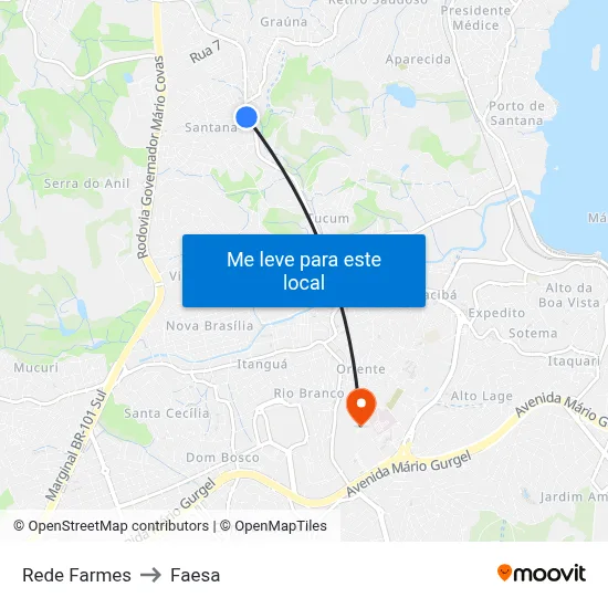 Rede Farmes to Faesa map