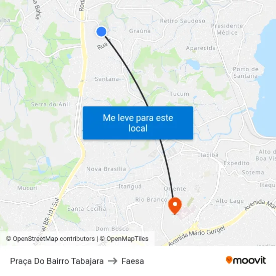 Praça Do Bairro Tabajara to Faesa map