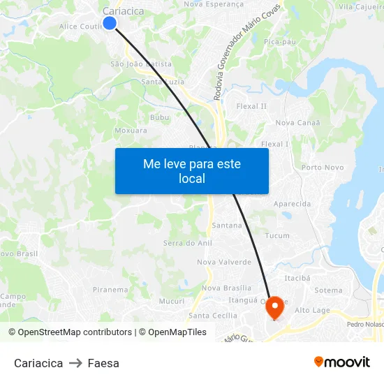 Cariacica to Faesa map