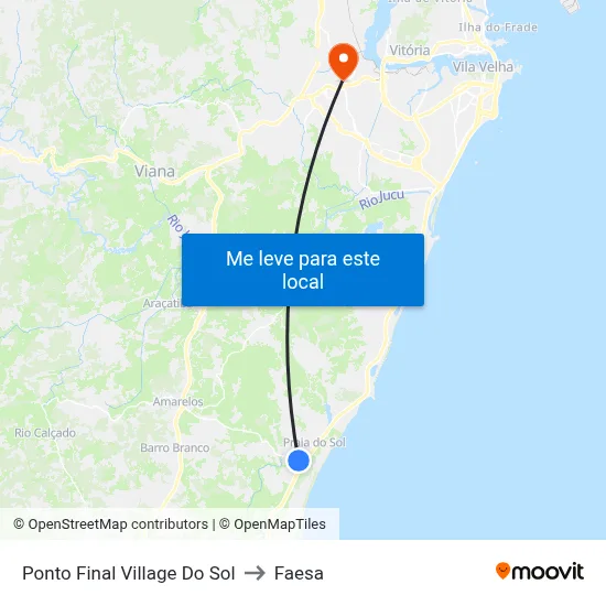 Ponto Final Village Do Sol to Faesa map