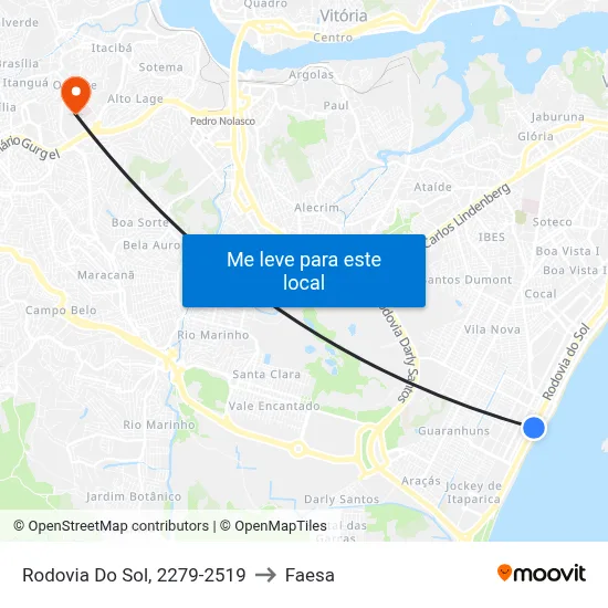 Rodovia Do Sol, 2279-2519 to Faesa map