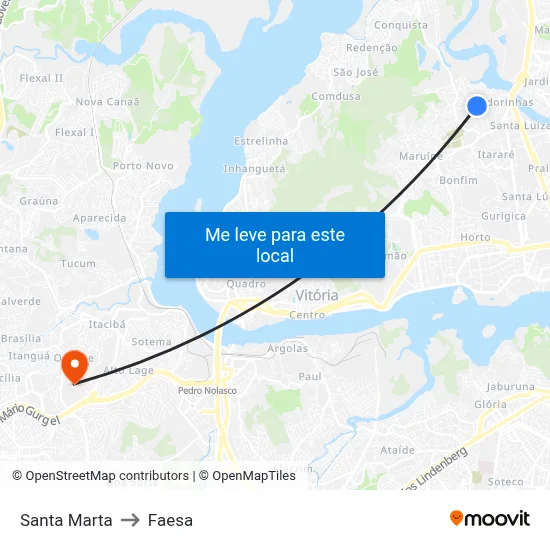 Santa Marta to Faesa map