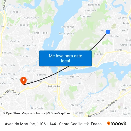 Avenida Maruípe, 1106-1144 - Santa Cecília to Faesa map