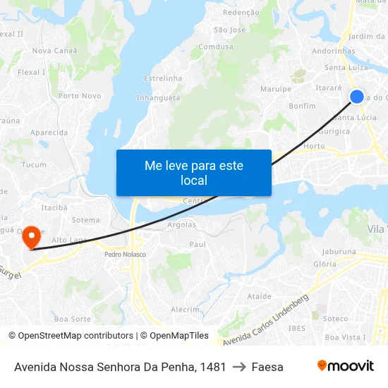 Avenida Nossa Senhora Da Penha, 1481 to Faesa map