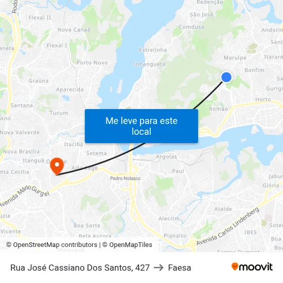 Rua José Cassiano Dos Santos, 427 to Faesa map