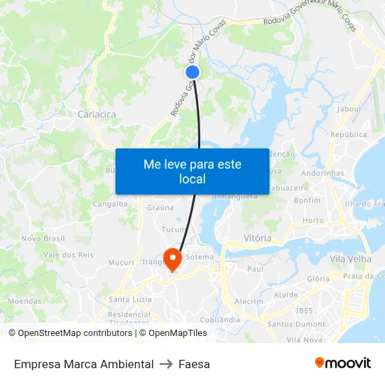 Empresa Marca Ambiental to Faesa map