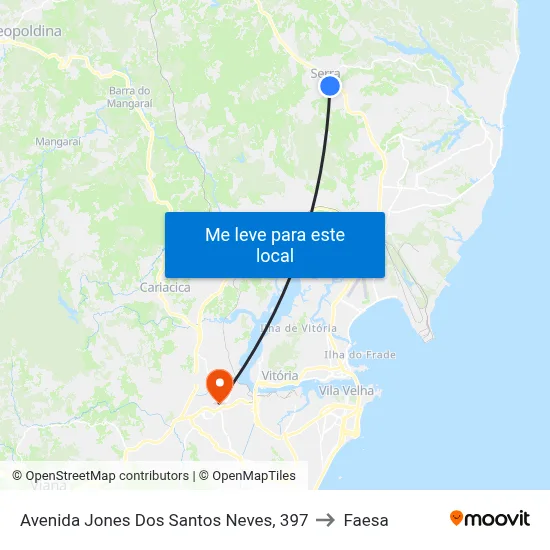 Avenida Jones Dos Santos Neves, 397 to Faesa map