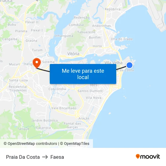 Praia Da Costa to Faesa map