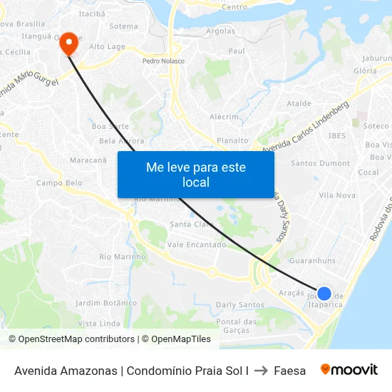 Avenida Amazonas | Condomínio Praia Sol I to Faesa map