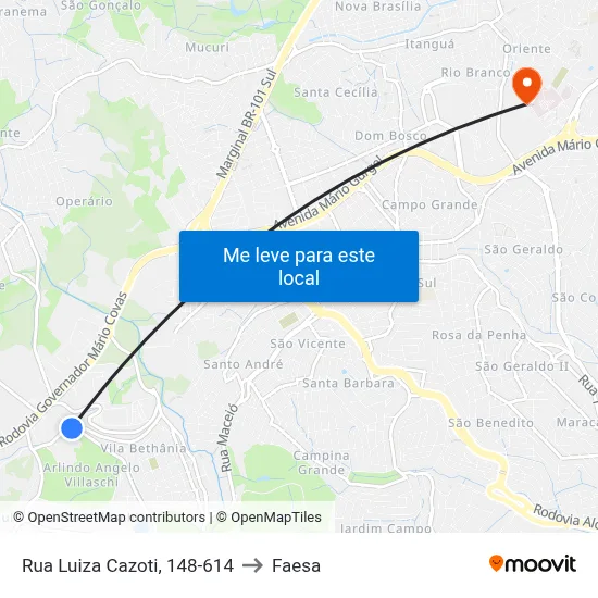 Rua Luiza Cazoti, 148-614 to Faesa map