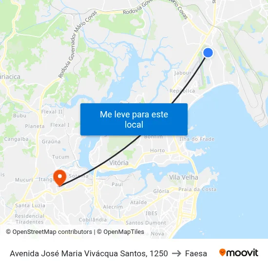 Avenida José Maria Vivácqua Santos, 1250 to Faesa map