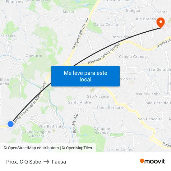 Prox. C Q Sabe to Faesa map