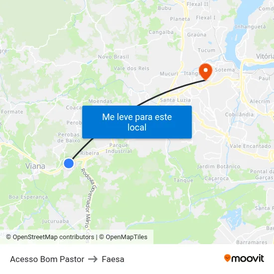 Acesso Bom Pastor to Faesa map