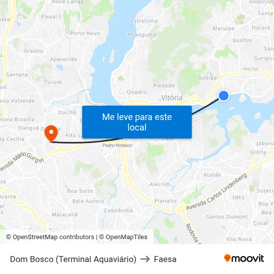 Dom Bosco (Terminal Aquaviário) to Faesa map