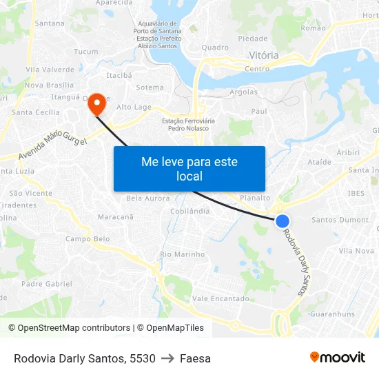 Rodovia Darly Santos, 5530 to Faesa map