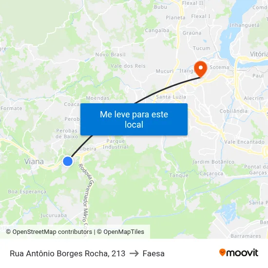 Rua Antônio Borges Rocha, 213 to Faesa map