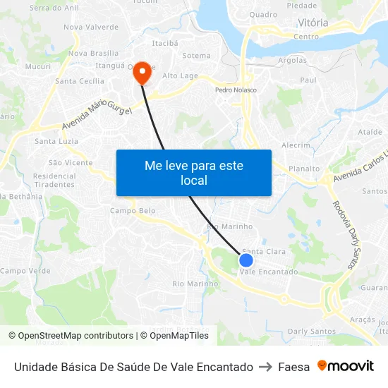 Unidade Básica De Saúde De Vale Encantado to Faesa map