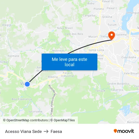Acesso Viana Sede to Faesa map