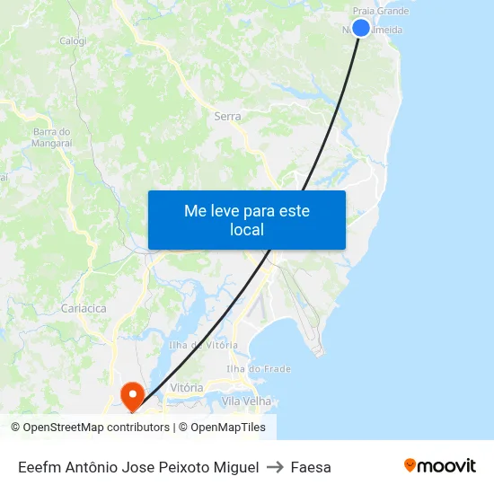 Eeefm Antônio Jose Peixoto Miguel to Faesa map