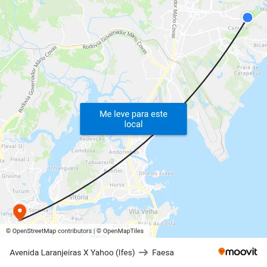 Avenida Laranjeiras X Yahoo (Ifes) to Faesa map