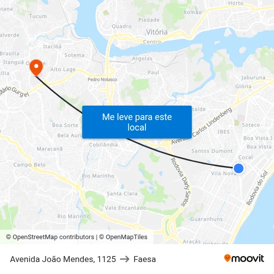 Avenida João Mendes, 1125 to Faesa map