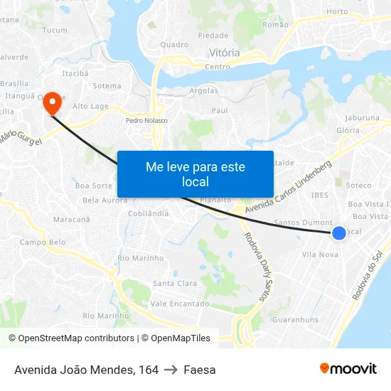 Avenida João Mendes, 164 to Faesa map