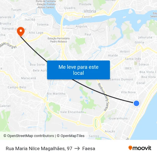 Rua Maria Nilce Magalhães, 97 to Faesa map