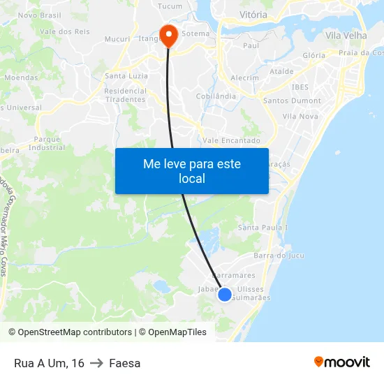 Rua A Um, 16 to Faesa map