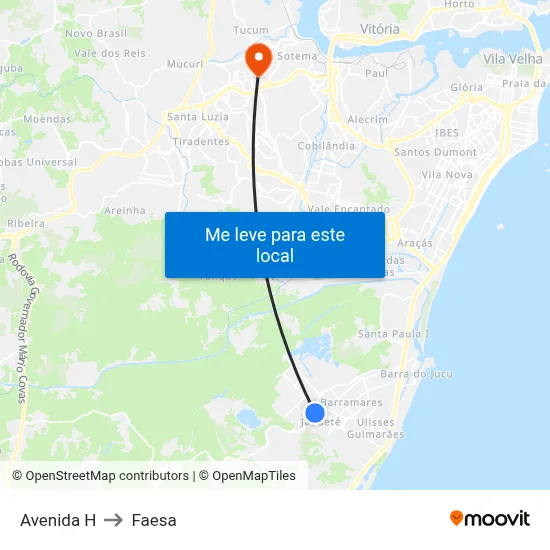 Avenida H to Faesa map