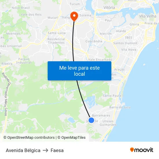 Avenida Bélgica to Faesa map