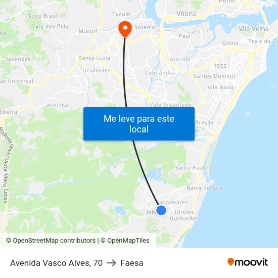 Avenida Vasco Alves, 70 to Faesa map