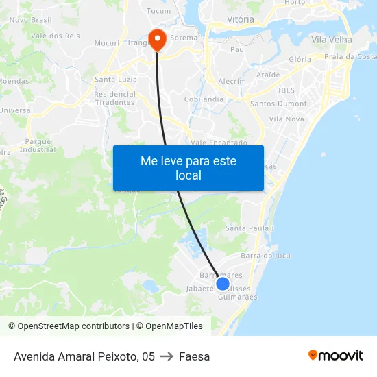 Avenida Amaral Peixoto, 05 to Faesa map