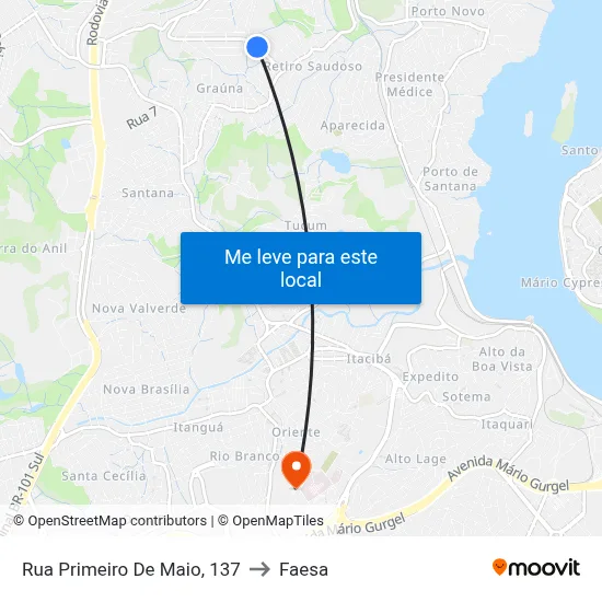 Rua Primeiro De Maio, 137 to Faesa map