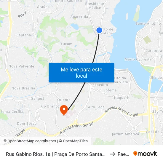 Rua Gabino Rios, 1a | Praça De Porto Santana to Faesa map
