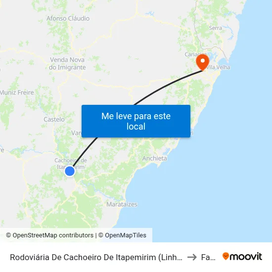 Rodoviária De Cachoeiro De Itapemirim (Linhas Municipais) to Faesa map