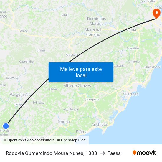 Rodovia Gumercindo Moura Nunes, 1000 to Faesa map