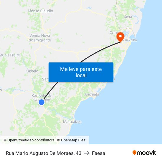 Rua Mario Augusto De Moraes, 43 to Faesa map