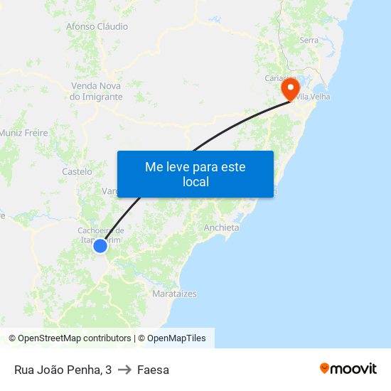 Rua João Penha, 3 to Faesa map