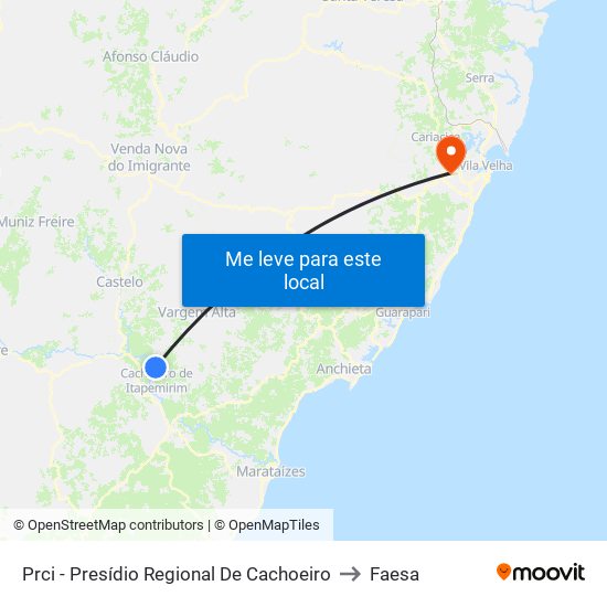 Prci - Presídio Regional De Cachoeiro to Faesa map