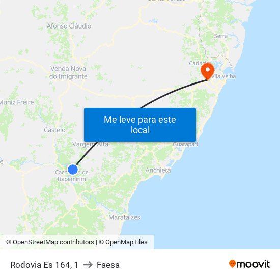 Rodovia Es 164, 1 to Faesa map