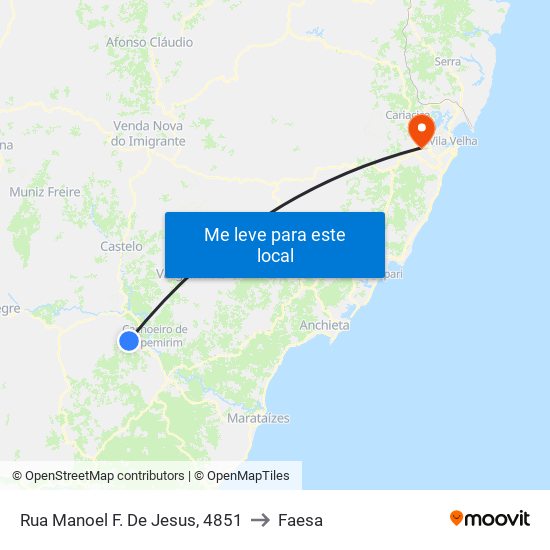 Rua Manoel F. De Jesus, 4851 to Faesa map