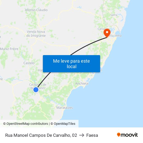 Rua Manoel Campos De Carvalho, 02 to Faesa map