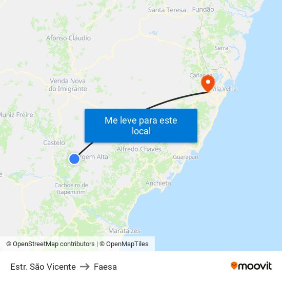 Estr. São Vicente to Faesa map