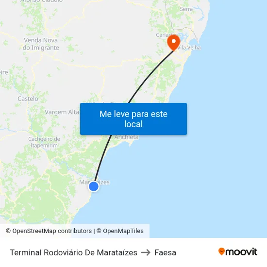 Terminal Rodoviário De Marataízes to Faesa map