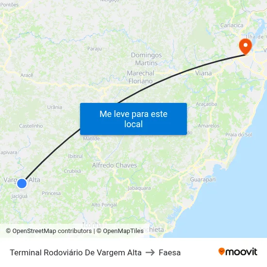 Terminal Rodoviário De Vargem Alta to Faesa map