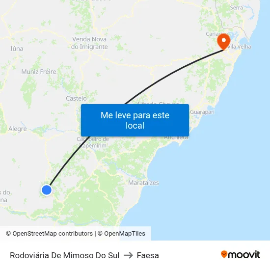 Rodoviária De Mimoso Do Sul to Faesa map