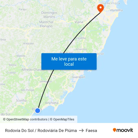 Rodovia Do Sol / Rodoviária De Piúma to Faesa map