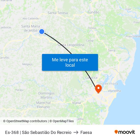 Es-368 | São Sebastião Do Recreio to Faesa map