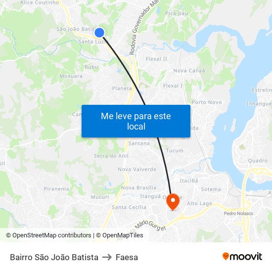 Bairro São João Batista to Faesa map