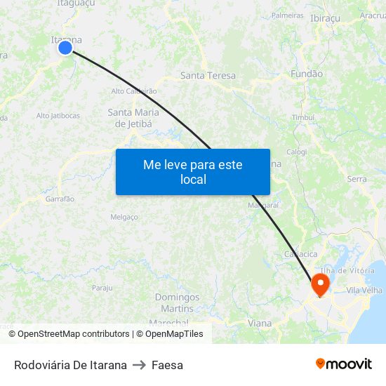 Rodoviária De Itarana to Faesa map